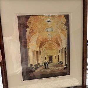 Classic Archway Lobby Wall Art Print in Cream and Brown
